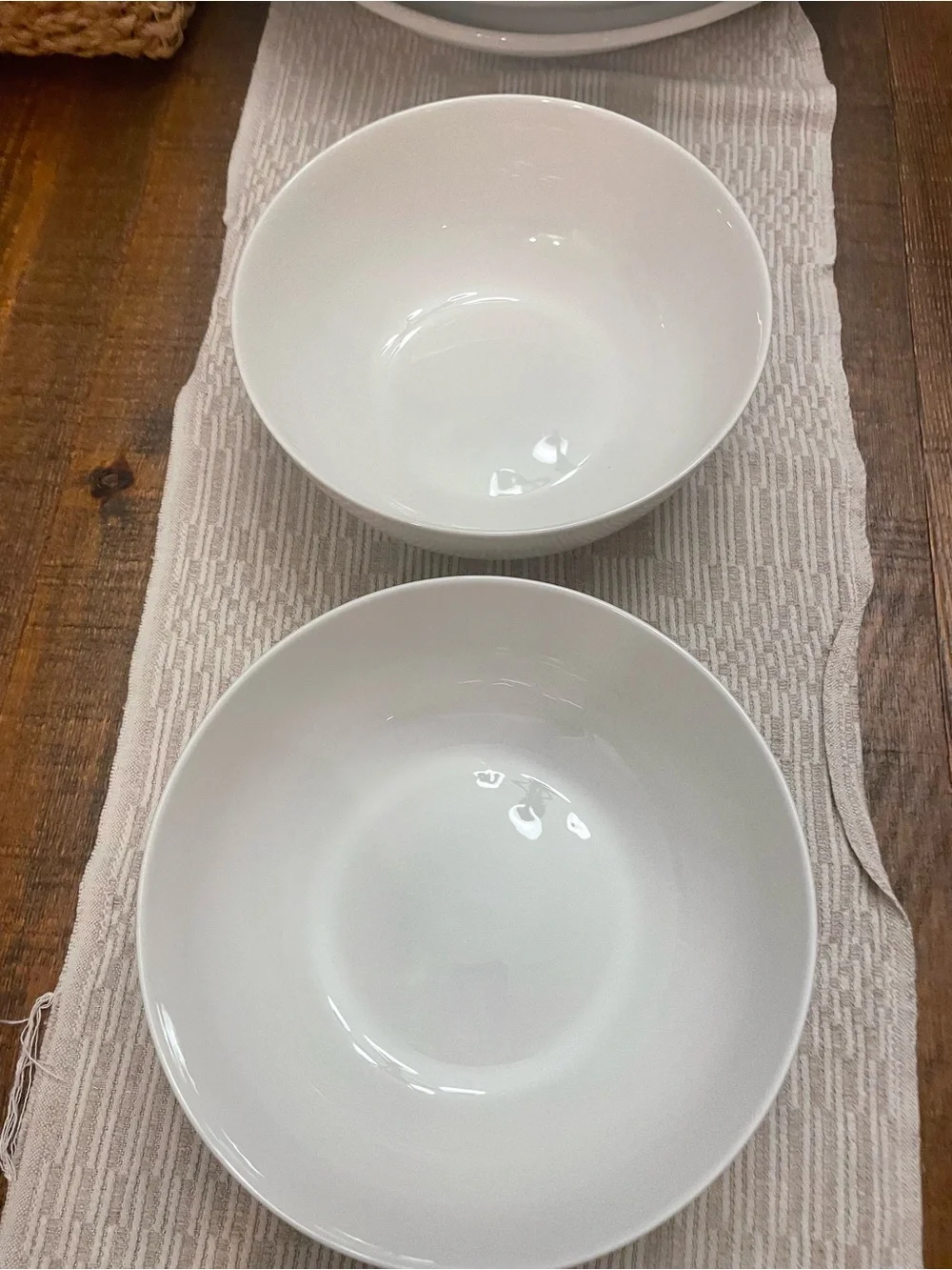 Two Martha Stewart Glossy White Ceramic Serving Bowl